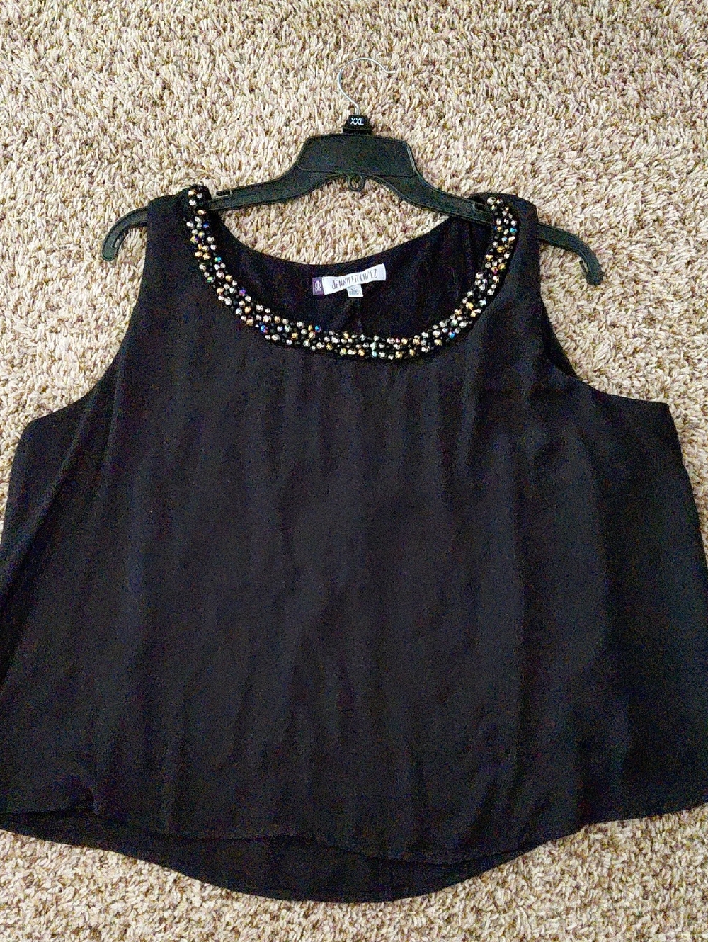 Jennifer Lopez Black Beaded Neckline Camisole